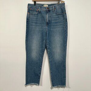 Madewell The Perfect Vintage Crop Jean Womens 32 Ainsworth Wash Raw Hem Mom 90s
